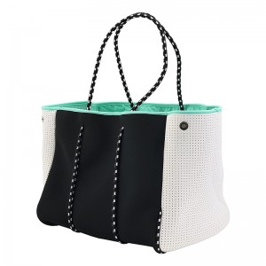 Custom Multipurpose Tote Shopping Bag Neopren Beach Bag med Inner Lynlås Lomme